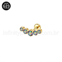 Piercing Labret Titânio Cluster Zircônias Cravejadas