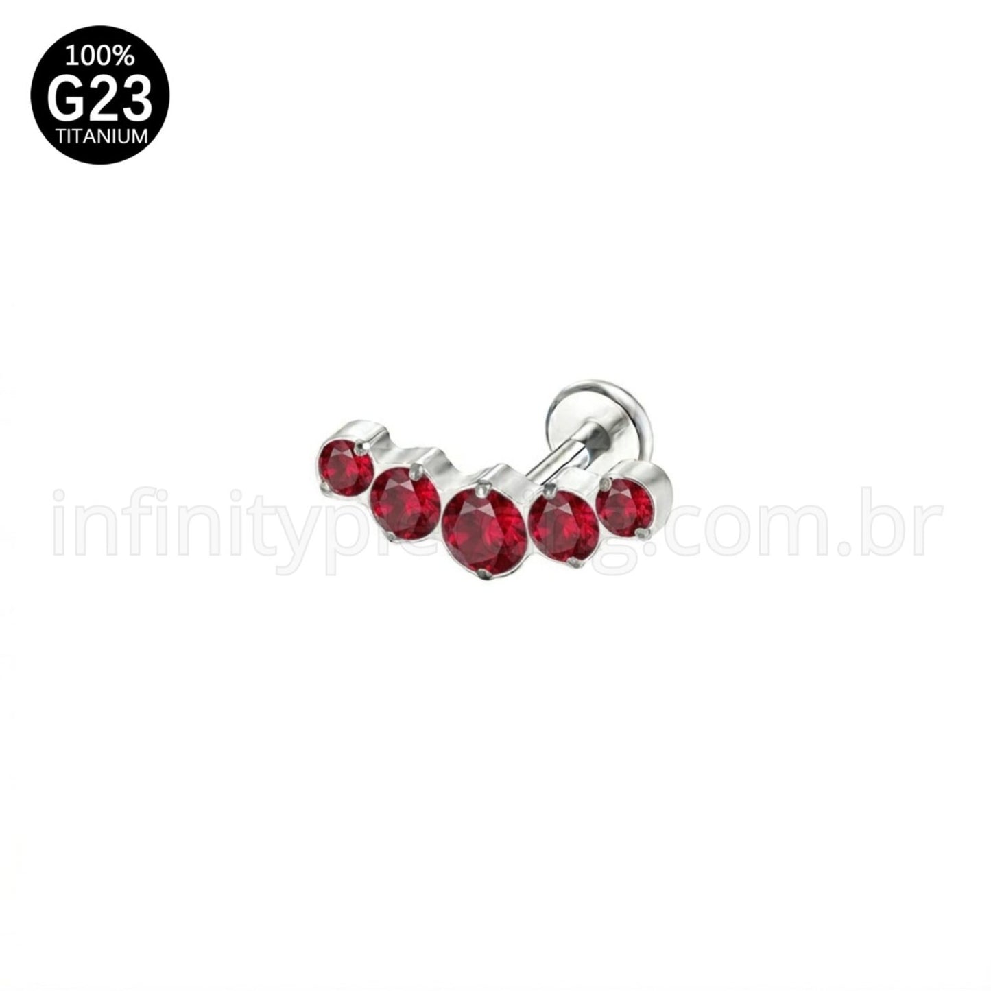 Piercing Labret Titânio Cluster Zircônias Cravejadas