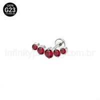 Piercing Labret Titânio Cluster Zircônias Cravejadas