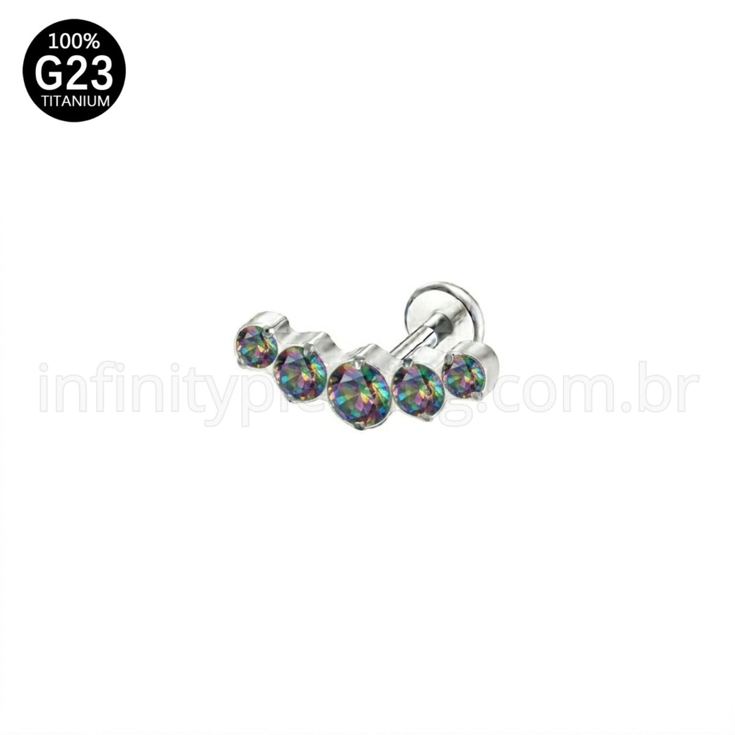 Piercing Labret Titânio Cluster Zircônias Cravejadas