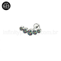 Piercing Labret Titânio Cluster Zircônias Cravejadas