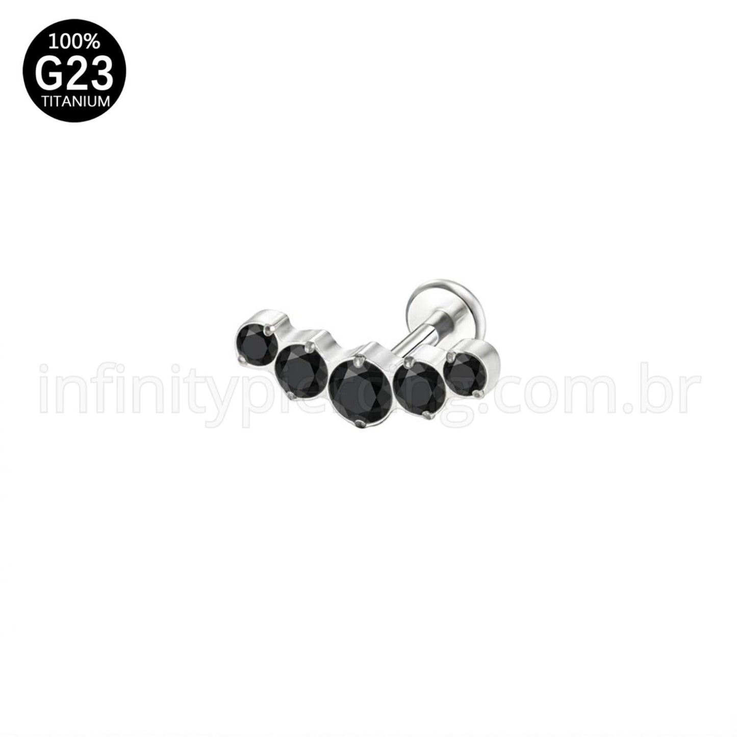 Piercing Labret Titânio Cluster Zircônias Cravejadas