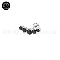 Piercing Labret Titânio Cluster Zircônias Cravejadas