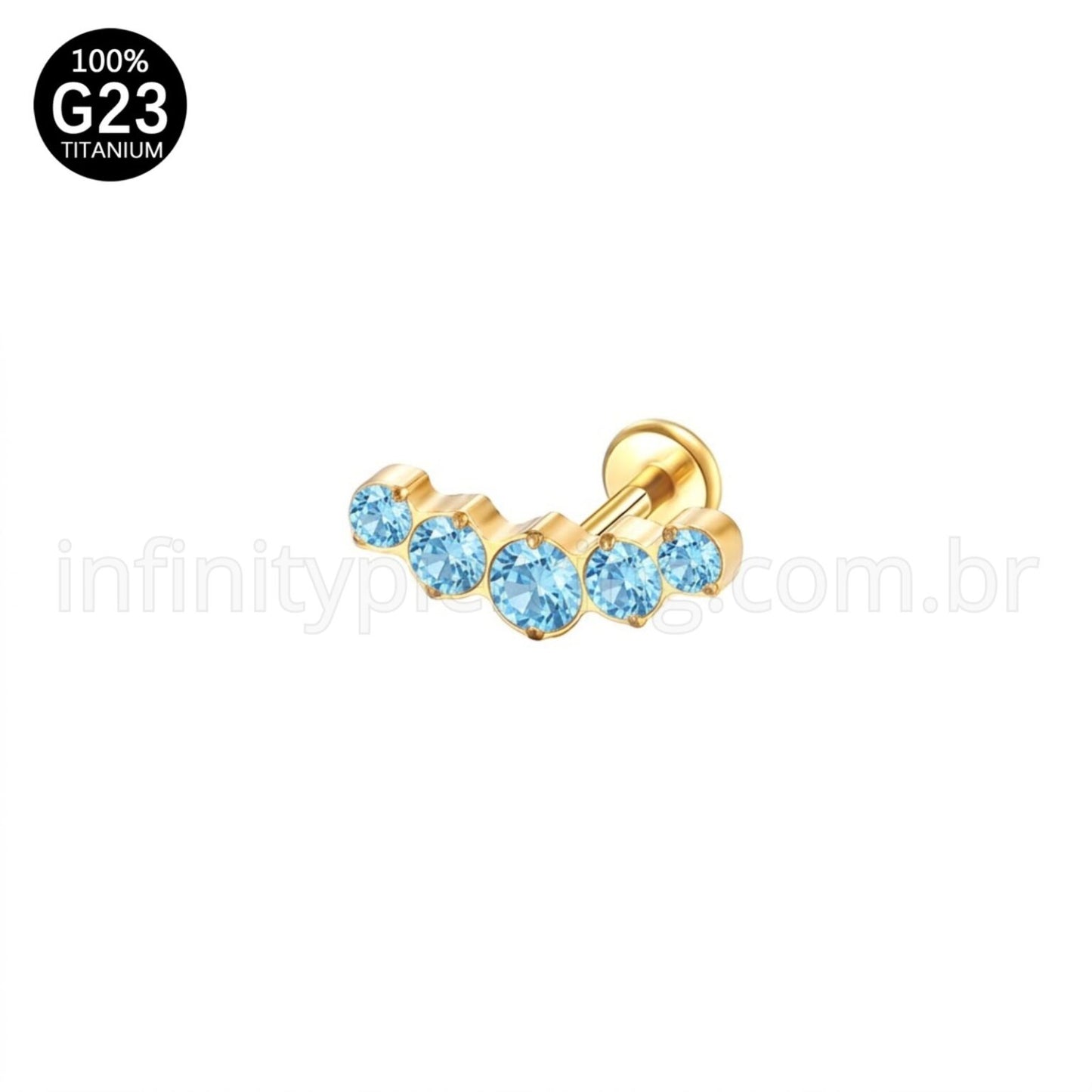 Piercing Labret Titânio Cluster Zircônias Cravejadas