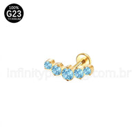 Piercing Labret Titânio Cluster Zircônias Cravejadas