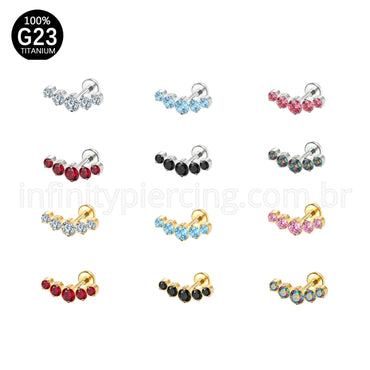 Piercing Labret Titânio Cluster Zircônias Cravejadas