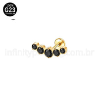 Piercing Labret Titânio Cluster Zircônias Cravejadas
