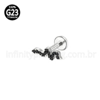 Piercing Labret Titânio Cobra Zircônia Cravejada