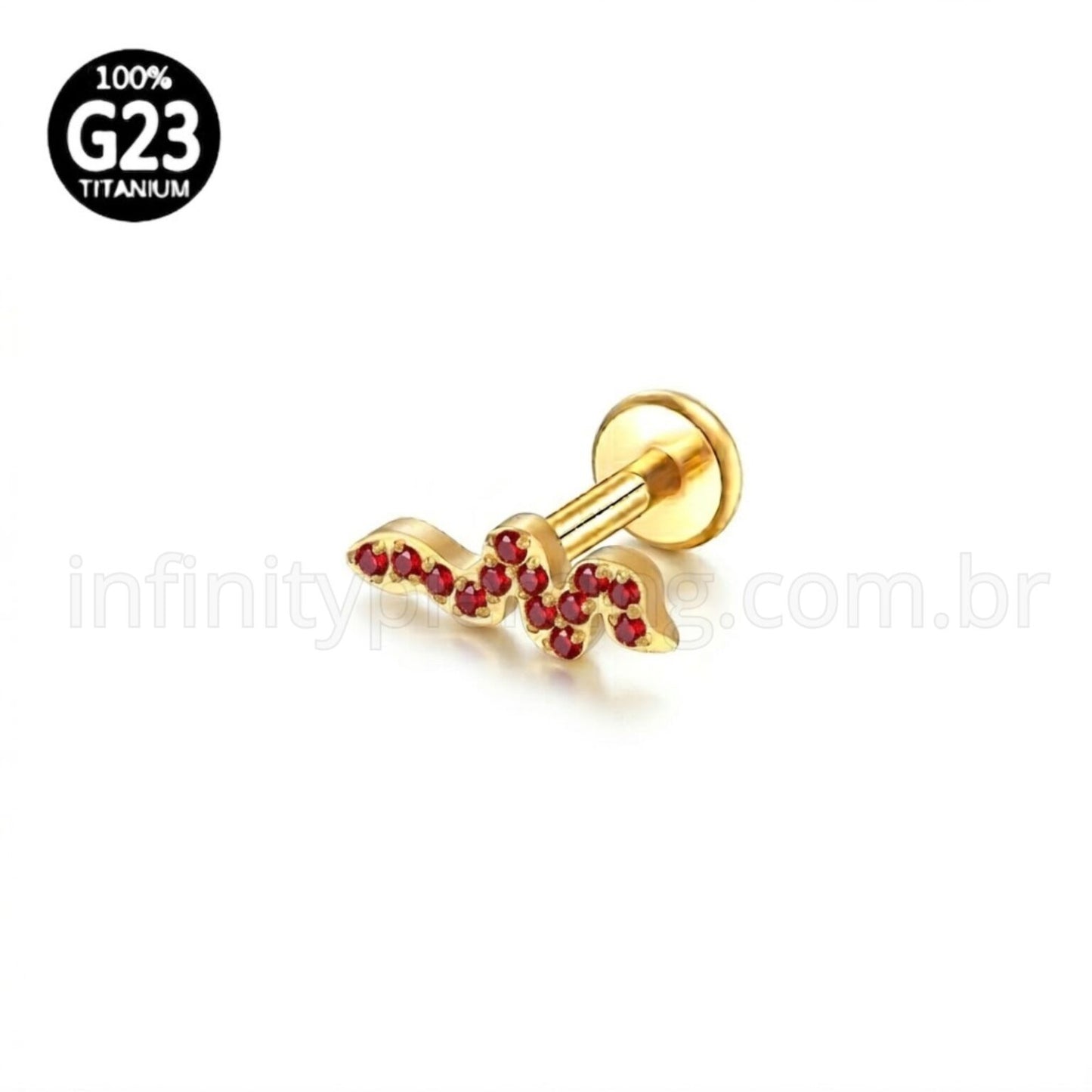 Piercing Labret Titânio Cobra Zircônia Cravejada