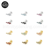 Piercing Labret Titânio Cobra Zircônia Cravejada