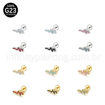 Piercing Labret Titânio Cobra Zircônia Cravejada