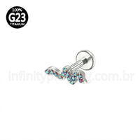 Piercing Labret Titânio Cobra Zircônia Cravejada