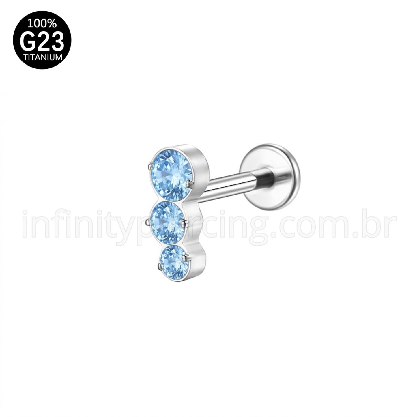 Piercing Labret Titânio Zircônia Cravejada