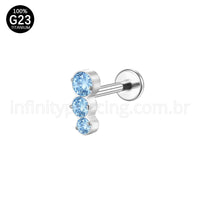 Piercing Labret Titânio Zircônia Cravejada