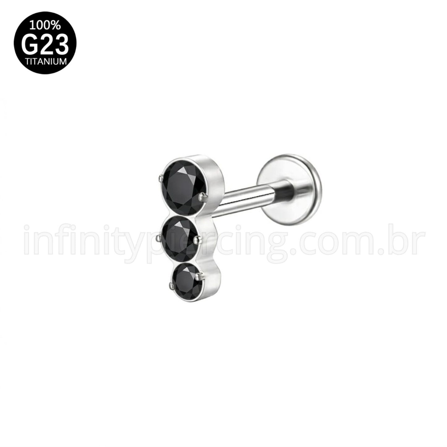 Piercing Labret Titânio Zircônia Cravejada
