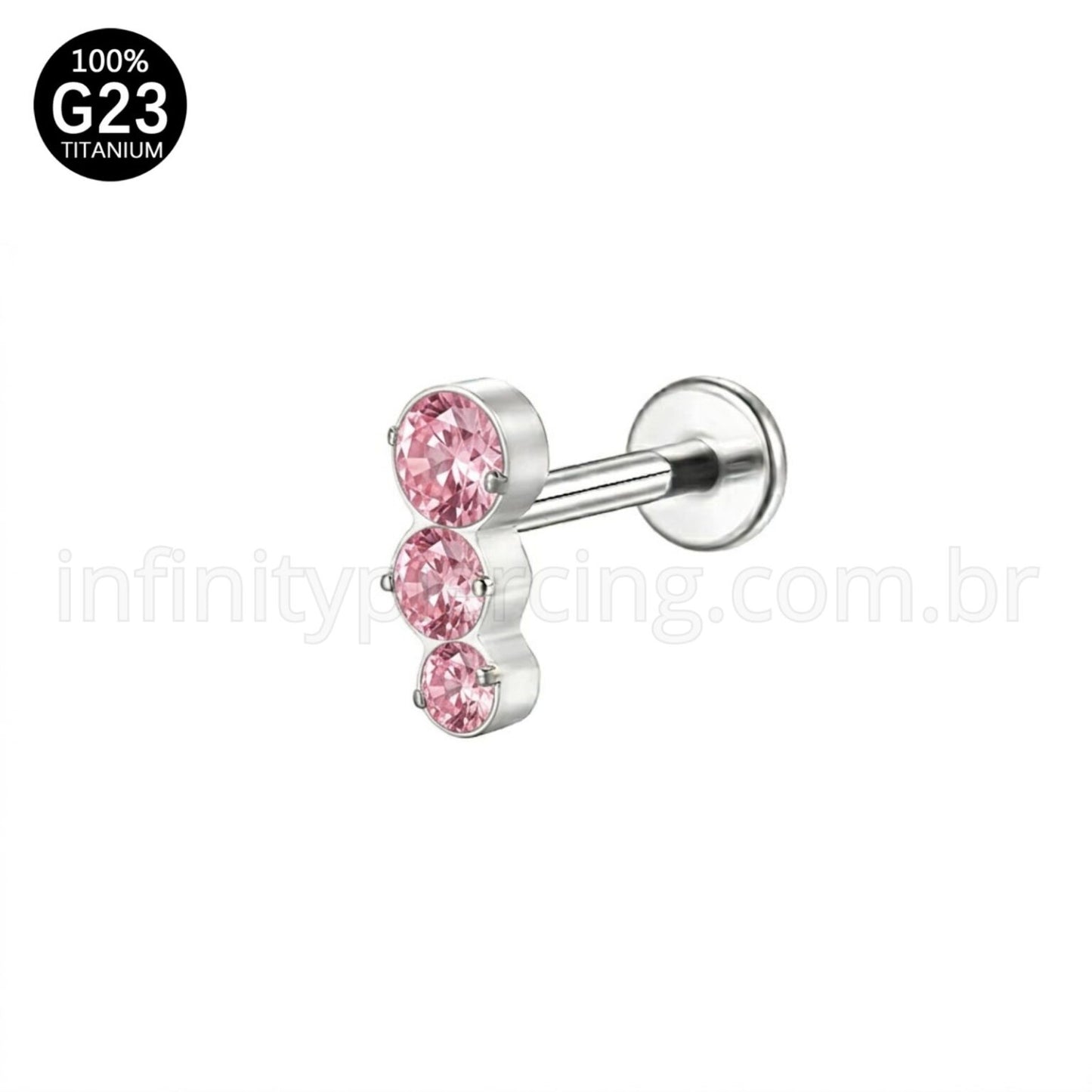 Piercing Labret Titânio Zircônia Cravejada