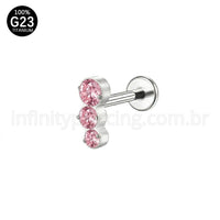 Piercing Labret Titânio Zircônia Cravejada