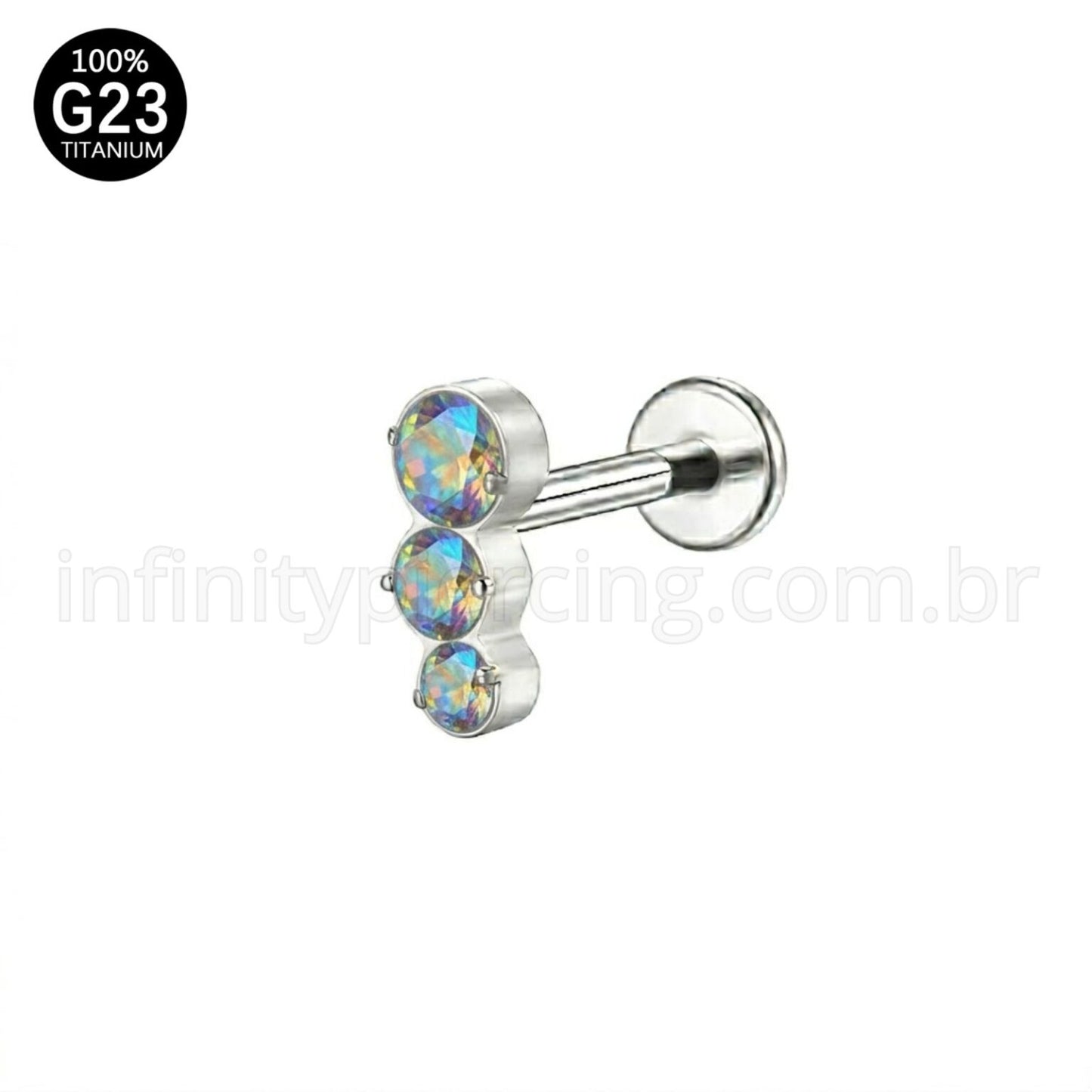 Piercing Labret Titânio Zircônia Cravejada