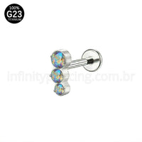 Piercing Labret Titânio Zircônia Cravejada