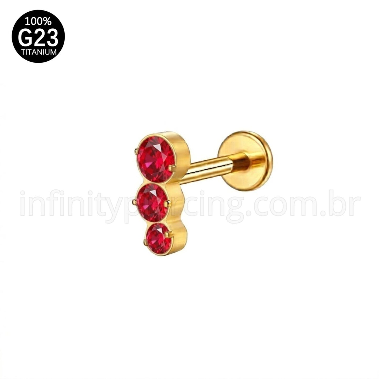 Piercing Labret Titânio Zircônia Cravejada