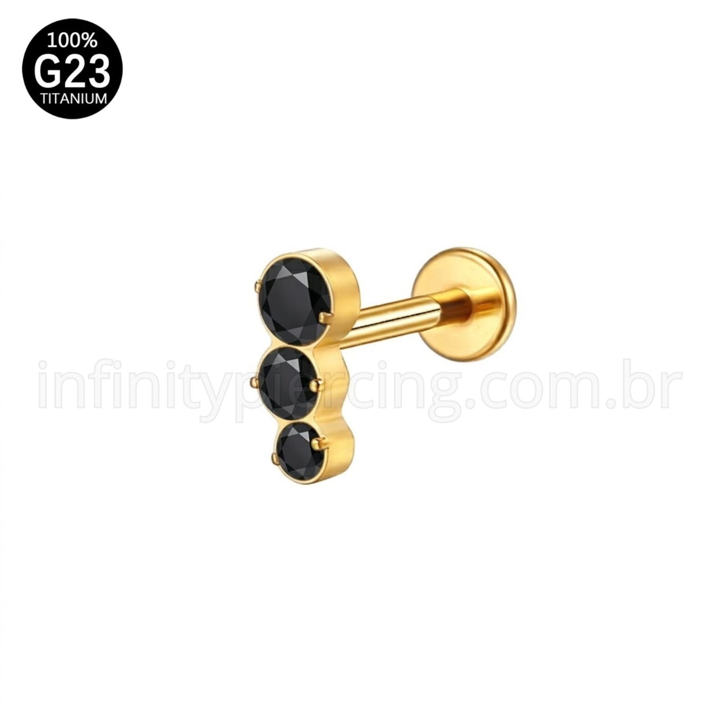 Piercing Labret Titânio Zircônia Cravejada