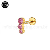 Piercing Labret Titânio Zircônia Cravejada