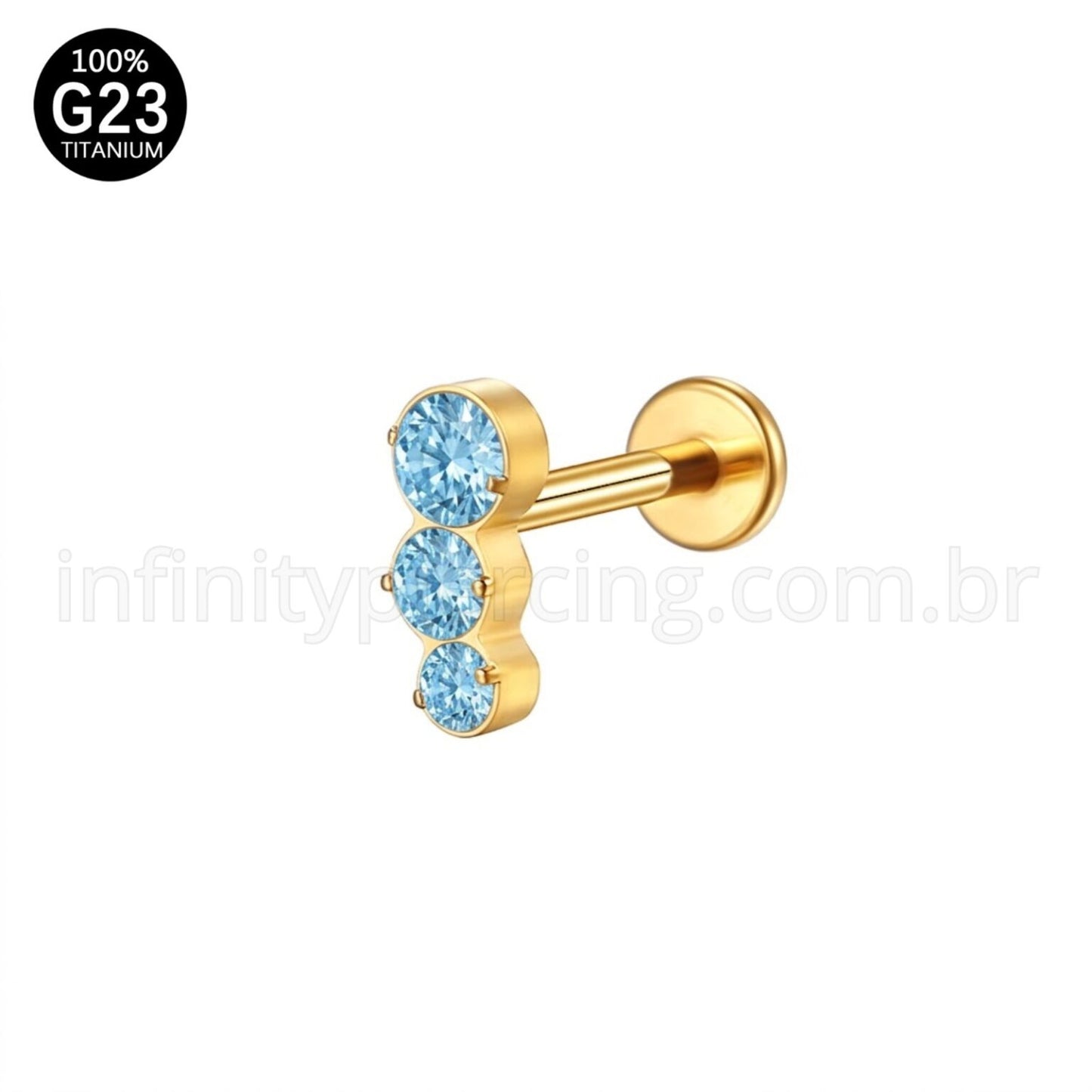 Piercing Labret Titânio Zircônia Cravejada