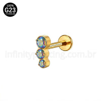 Piercing Labret Titânio Zircônia Cravejada