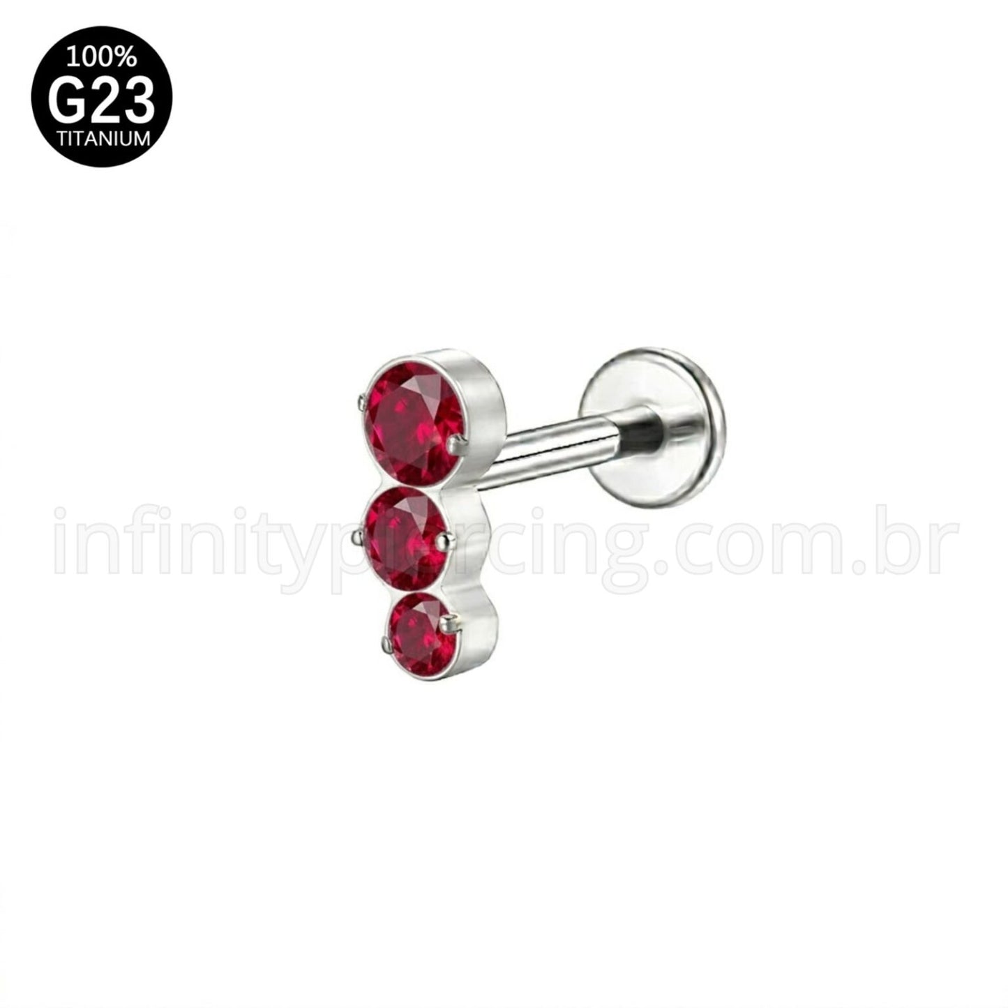 Piercing Labret Titânio Zircônia Cravejada