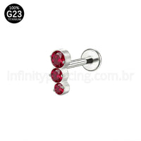Piercing Labret Titânio Zircônia Cravejada