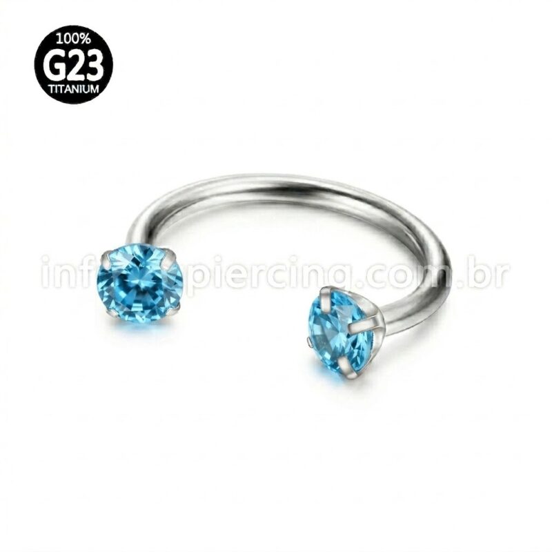Piercing Ferradura Titânio Zircônia Redonda Cravejada