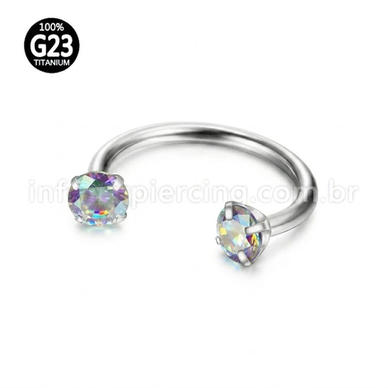 Piercing Ferradura Titânio Zircônia Redonda Cravejada