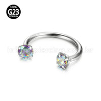 Piercing Ferradura Titânio Zircônia Redonda Cravejada