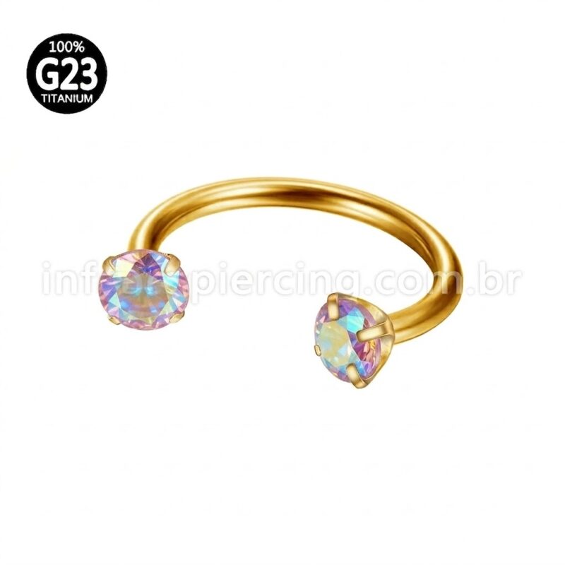 Piercing Ferradura Titânio Zircônia Redonda Cravejada