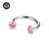 Piercing Ferradura Titânio Zircônia Redonda Cravejada