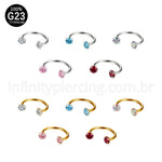 Piercing Ferradura Titânio Zircônia Redonda Cravejada