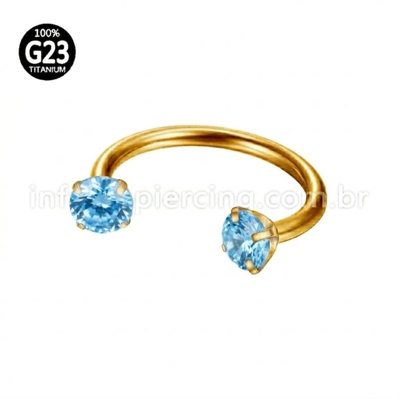 Piercing Ferradura Titânio Zircônia Redonda Cravejada