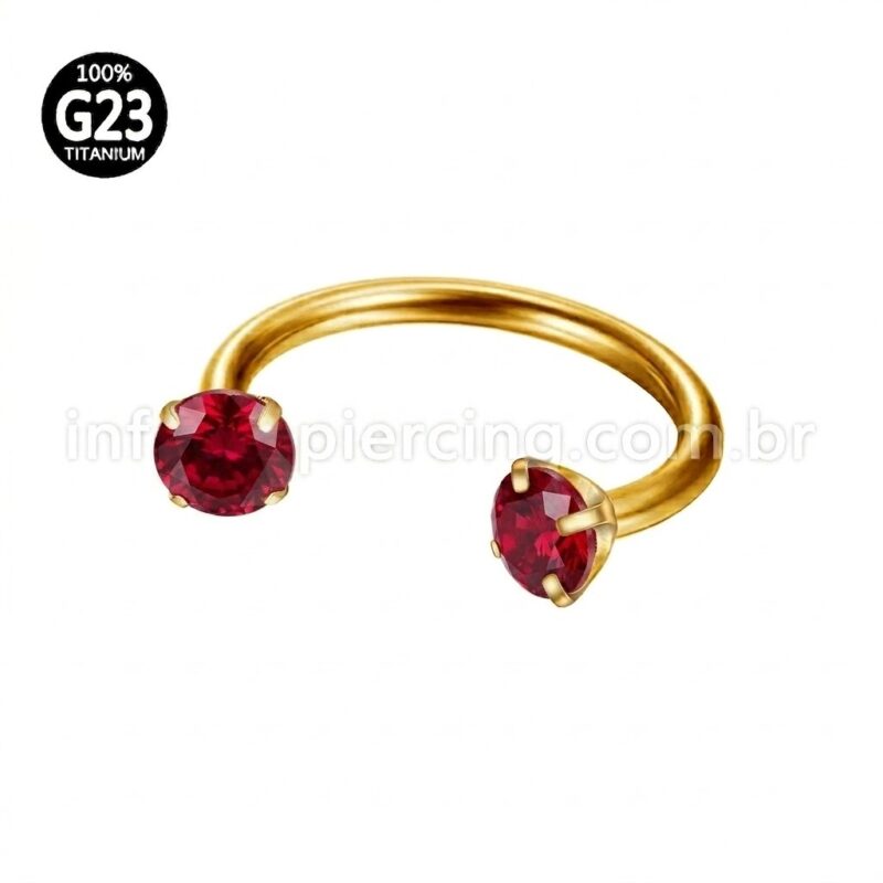 Piercing Ferradura Titânio Zircônia Redonda Cravejada