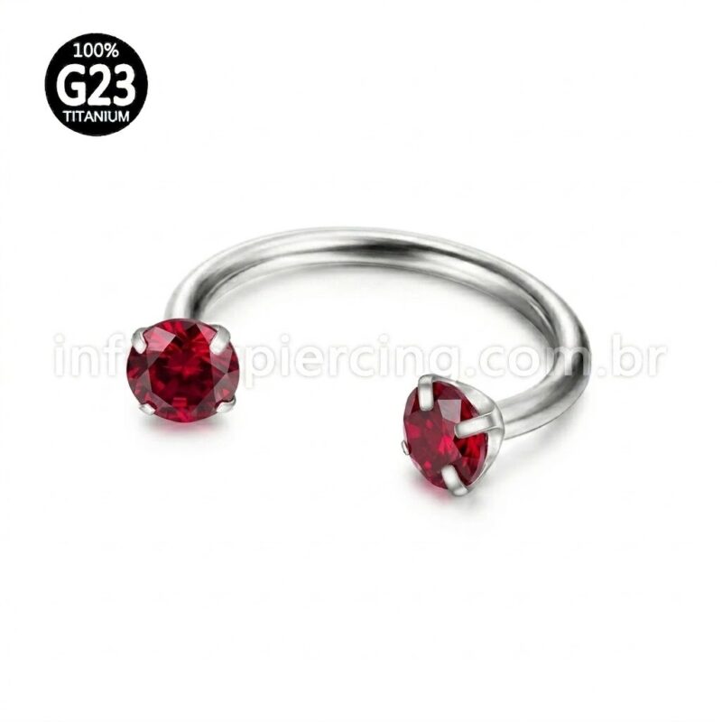 Piercing Ferradura Titânio Zircônia Redonda Cravejada