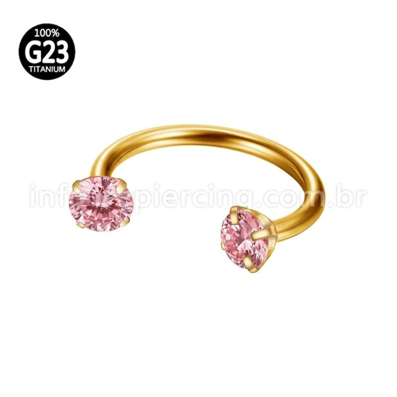 Piercing Ferradura Titânio Zircônia Redonda Cravejada