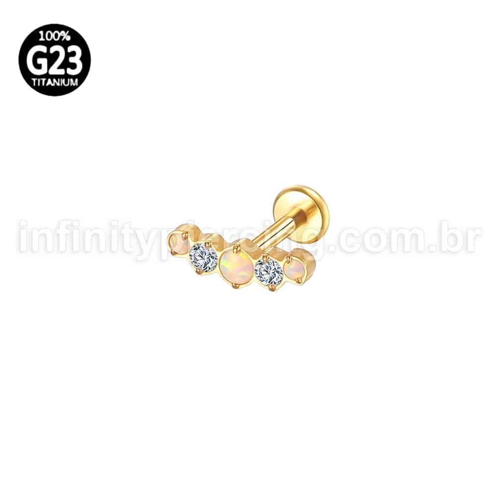Piercing Labret Titânio 5 Pedras