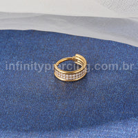 Piercing Argola Titânio Segmento Articulado Dupla Fileira Zircônia Cravejada