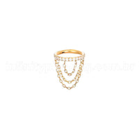Piercing Argola Aço Cirúrgico Zircônia Com Correntes