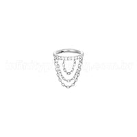 Piercing Argola Aço Cirúrgico Zircônia Com Correntes
