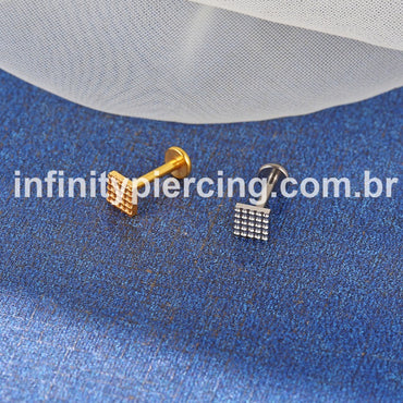Piercing Labret Titânio Quadrado