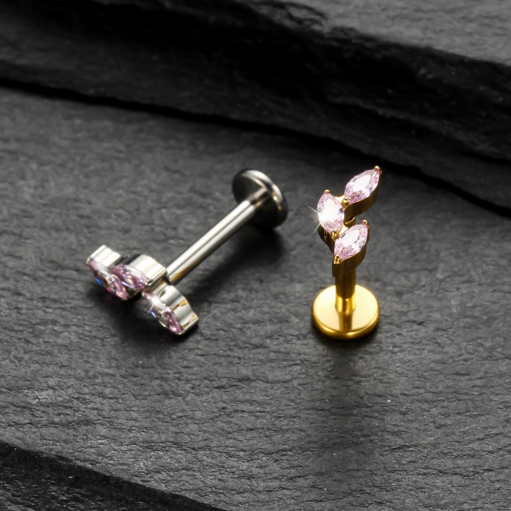 Piercing Labret TitâNio Com Trio ZircôNia