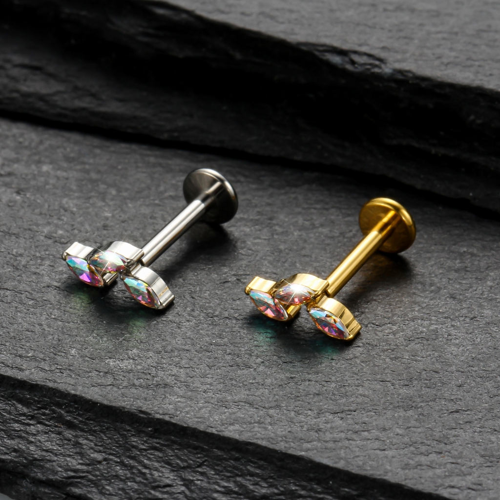 Piercing Labret TitâNio Com Trio ZircôNia