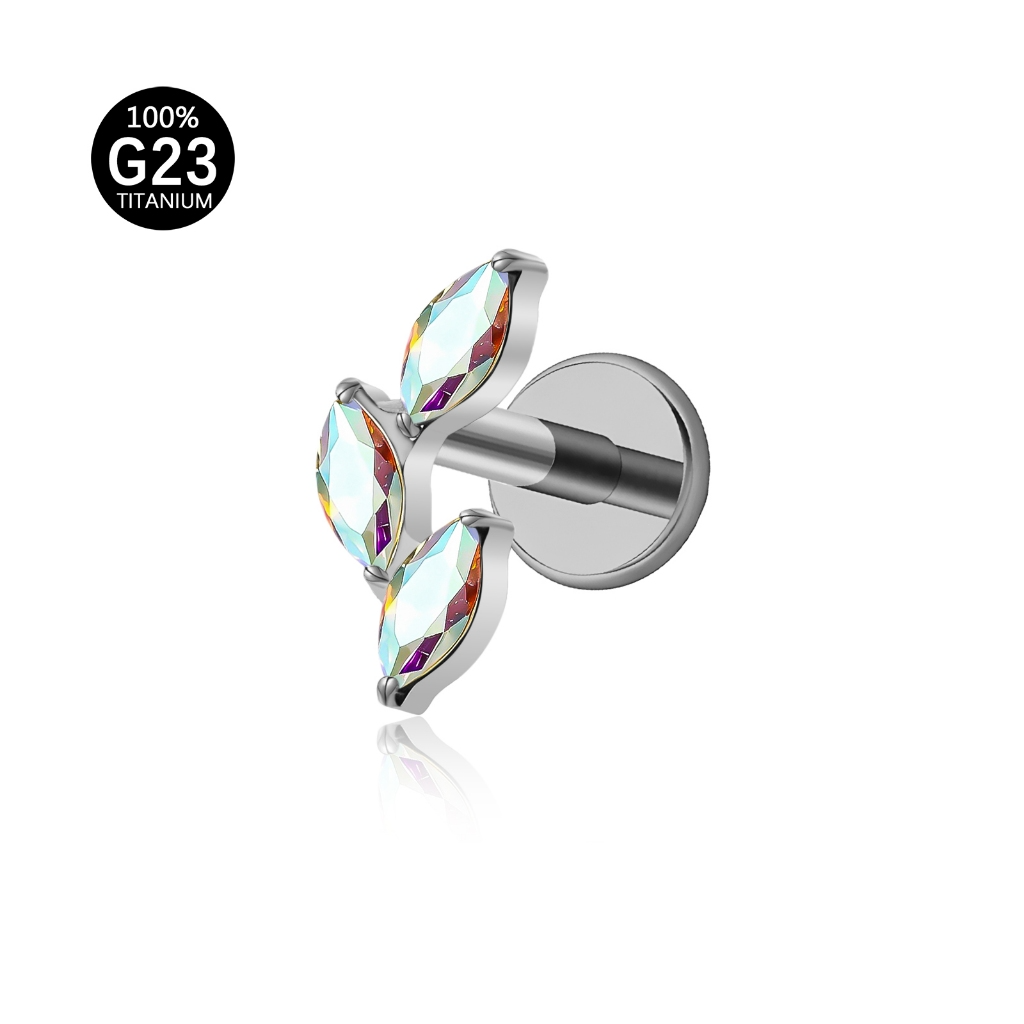 Piercing Labret TitâNio Com Trio ZircôNia
