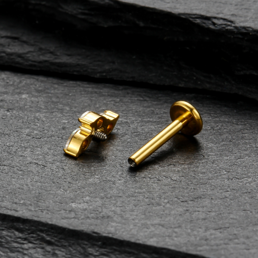 Piercing Labret TitâNio Com Trio ZircôNia