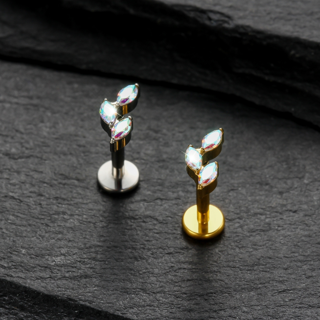 Piercing Labret TitâNio Com Trio ZircôNia